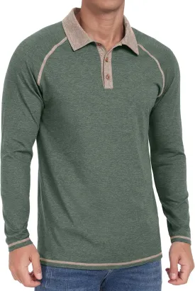 Sailwind Mens Long Sleeve Polo Shirts Cotton Fashion Casual Raglan Golf Shirts