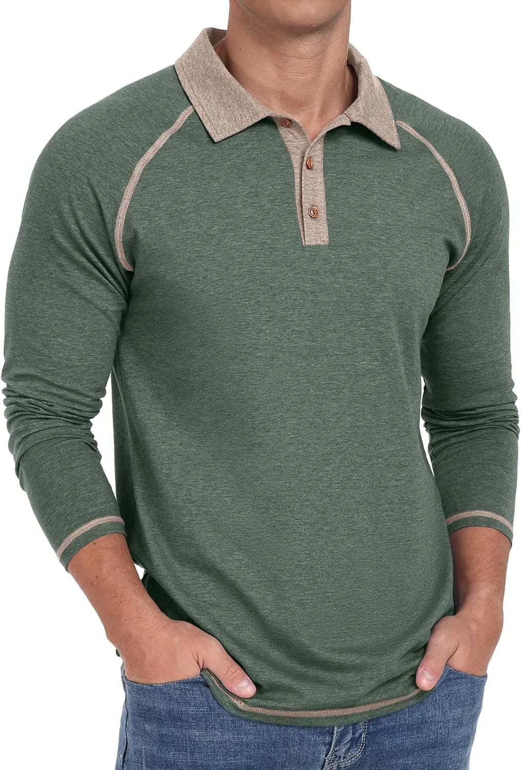 Sailwind Mens Long Sleeve Polo Shirts Cotton Fashion Casual Raglan Golf Shirts