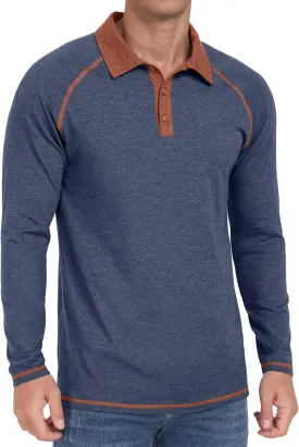 Sailwind Mens Long Sleeve Polo Shirts Cotton Fashion Casual Raglan Golf Shirts
