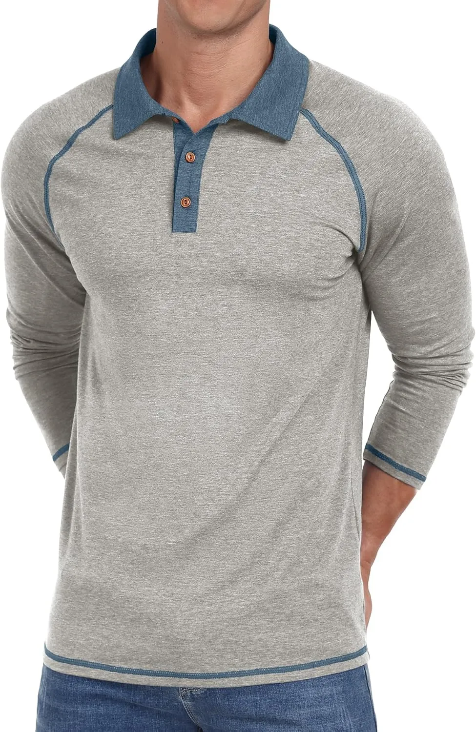 Sailwind Mens Long Sleeve Polo Shirts Cotton Fashion Casual Raglan Golf Shirts