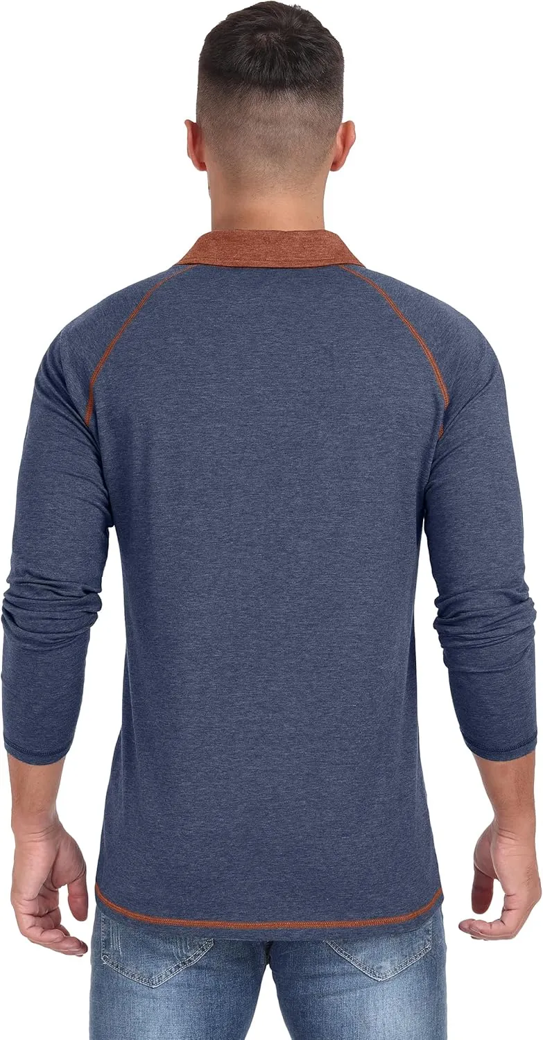 Sailwind Mens Long Sleeve Polo Shirts Cotton Fashion Casual Raglan Golf Shirts