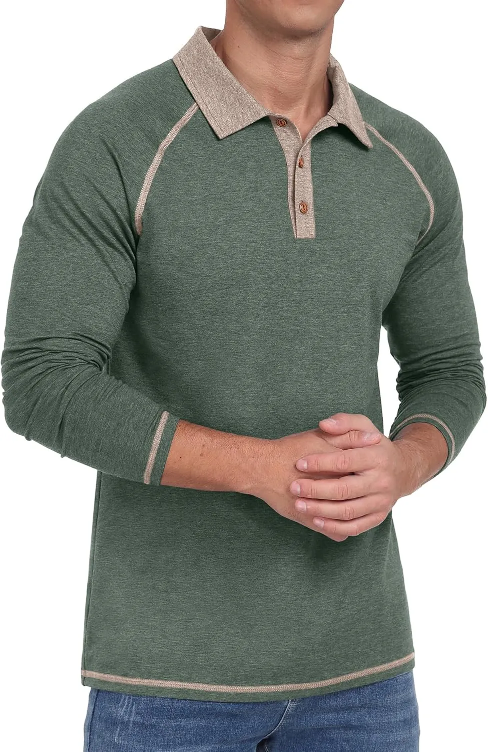 Sailwind Mens Long Sleeve Polo Shirts Cotton Fashion Casual Raglan Golf Shirts