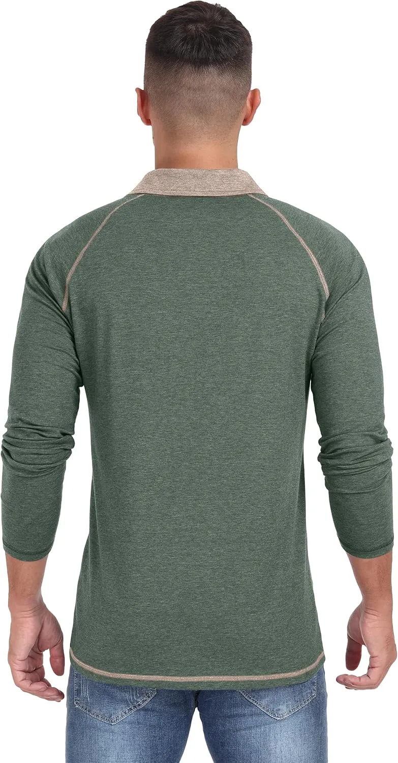 Sailwind Mens Long Sleeve Polo Shirts Cotton Fashion Casual Raglan Golf Shirts