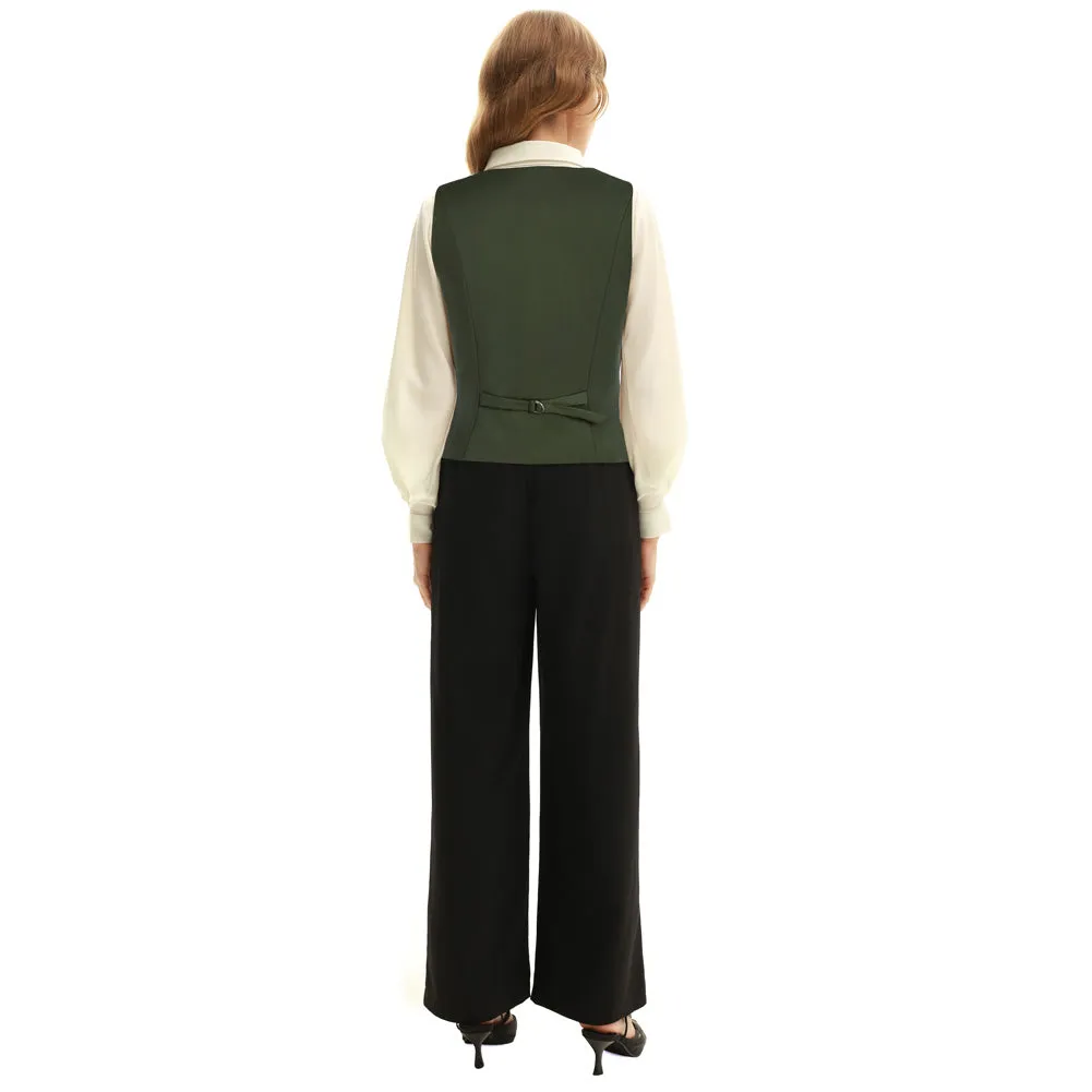 Seckill Offer⌛Double Breasted Waistcoat Vintage Lapel Collar Vest Coat with 2 Pockets