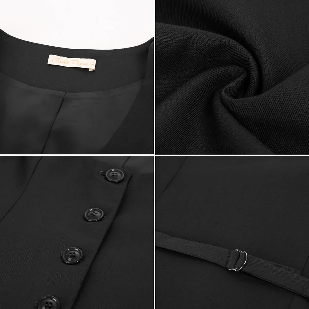 Seckill Offer⌛Double Breasted Waistcoat Vintage Lapel Collar Vest Coat with 2 Pockets