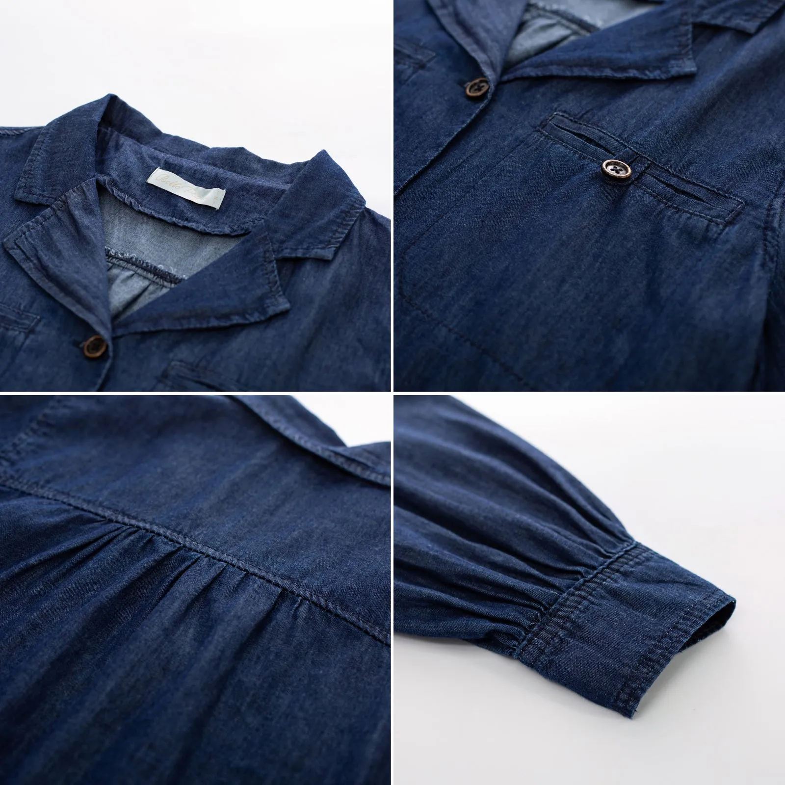 Seckill Offer⌛Vintage Jean Shirt Long Sleeve Lapel Collar V-Neck Button-up Tops