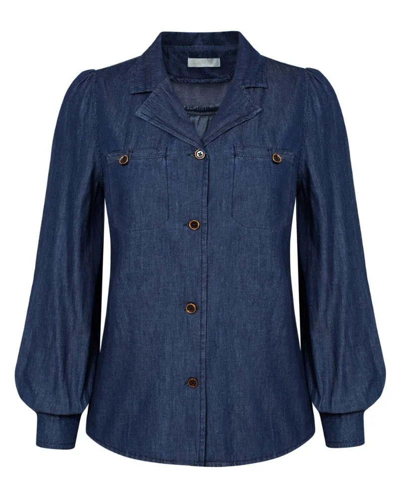 Seckill Offer⌛Vintage Jean Shirt Long Sleeve Lapel Collar V-Neck Button-up Tops