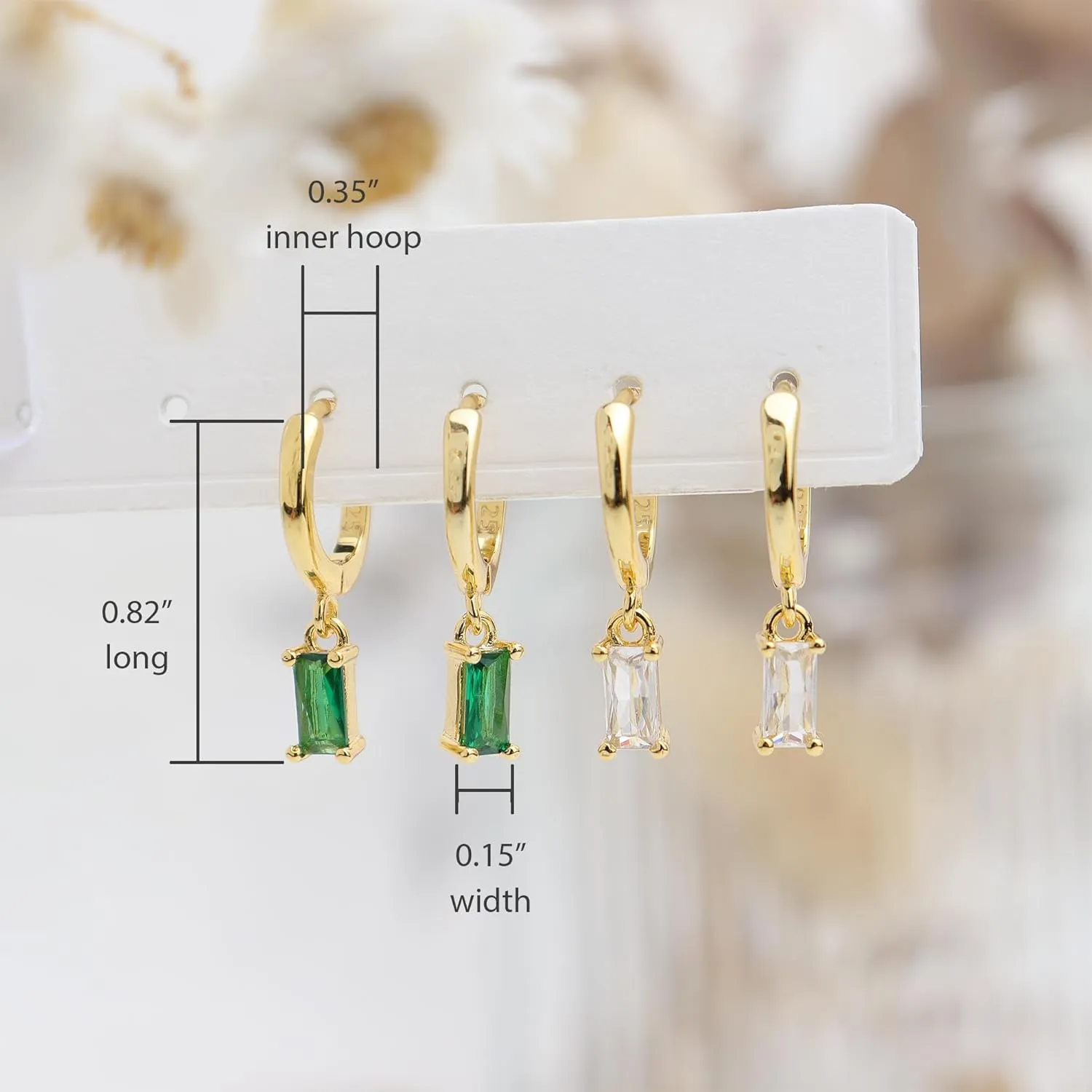 Small Gold Silver Hoop Earrings for Women, Dainty Square Rhinestone Lightweight Rectangle Multicolor Crystal Birthstone Dangling Huggie Earing Prom Jewelry Gift