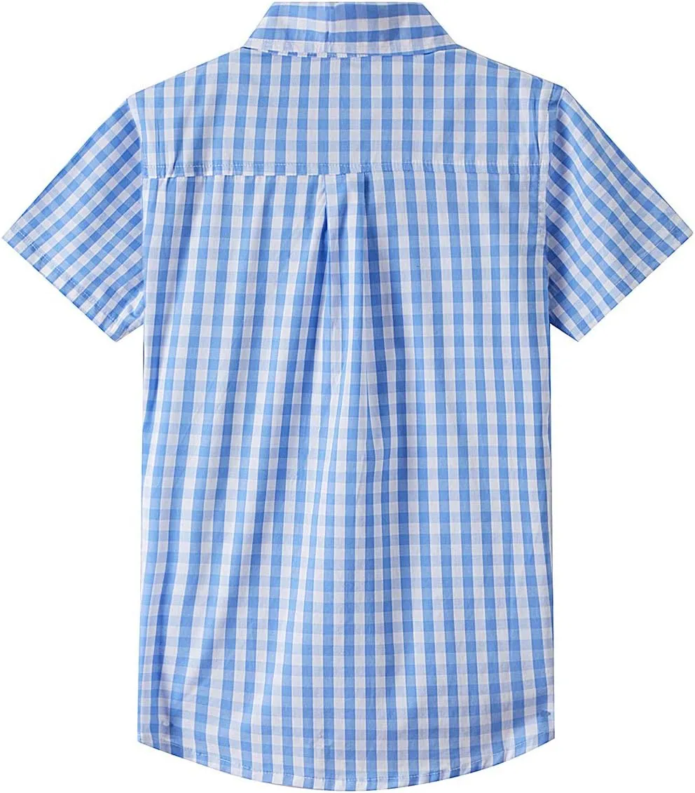 Spring&Gege Boys' Short Sleeve Dress Shirts Formal Uniform Woven Solid