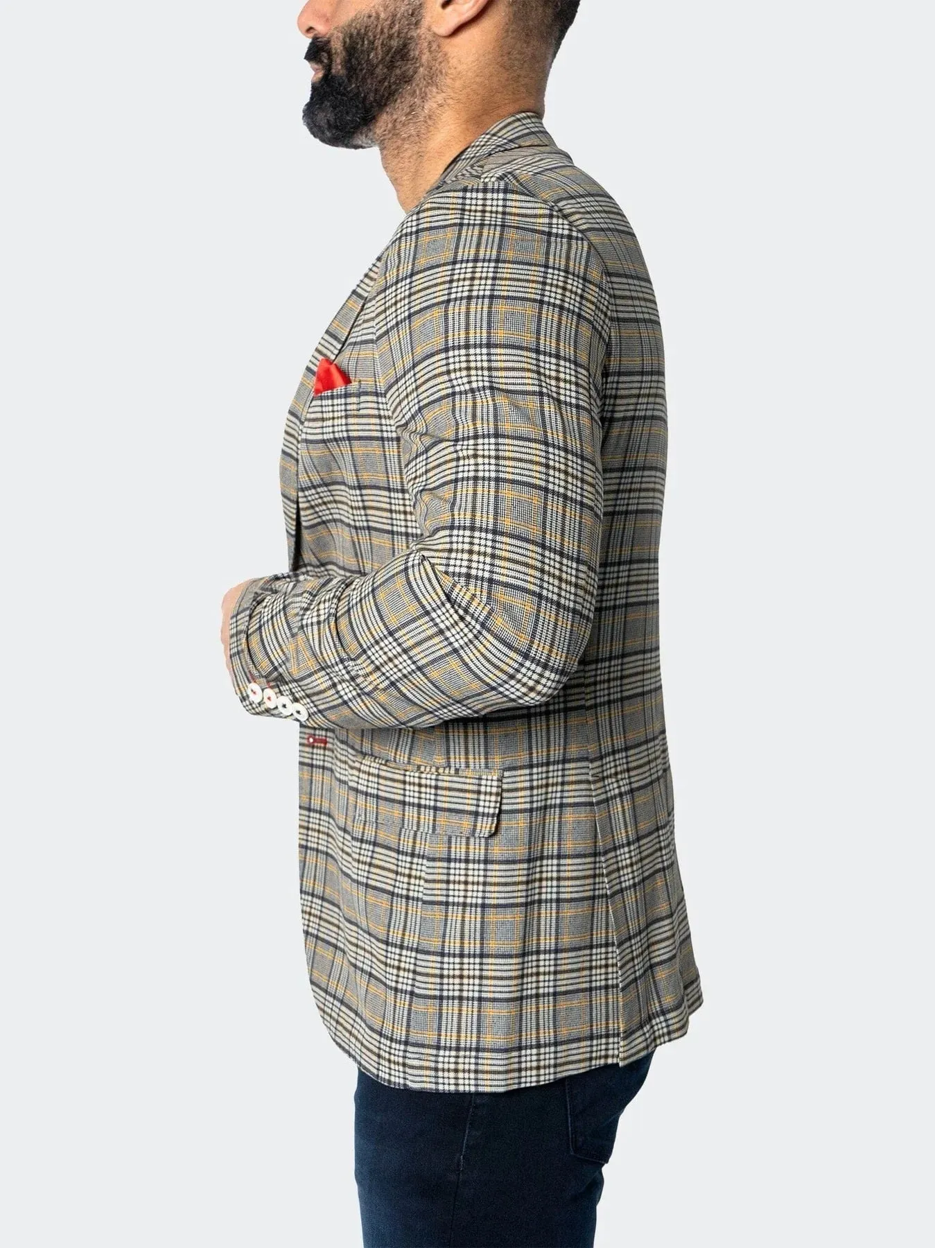 Unconstructed Stretch Blazer - Yellow Plaid