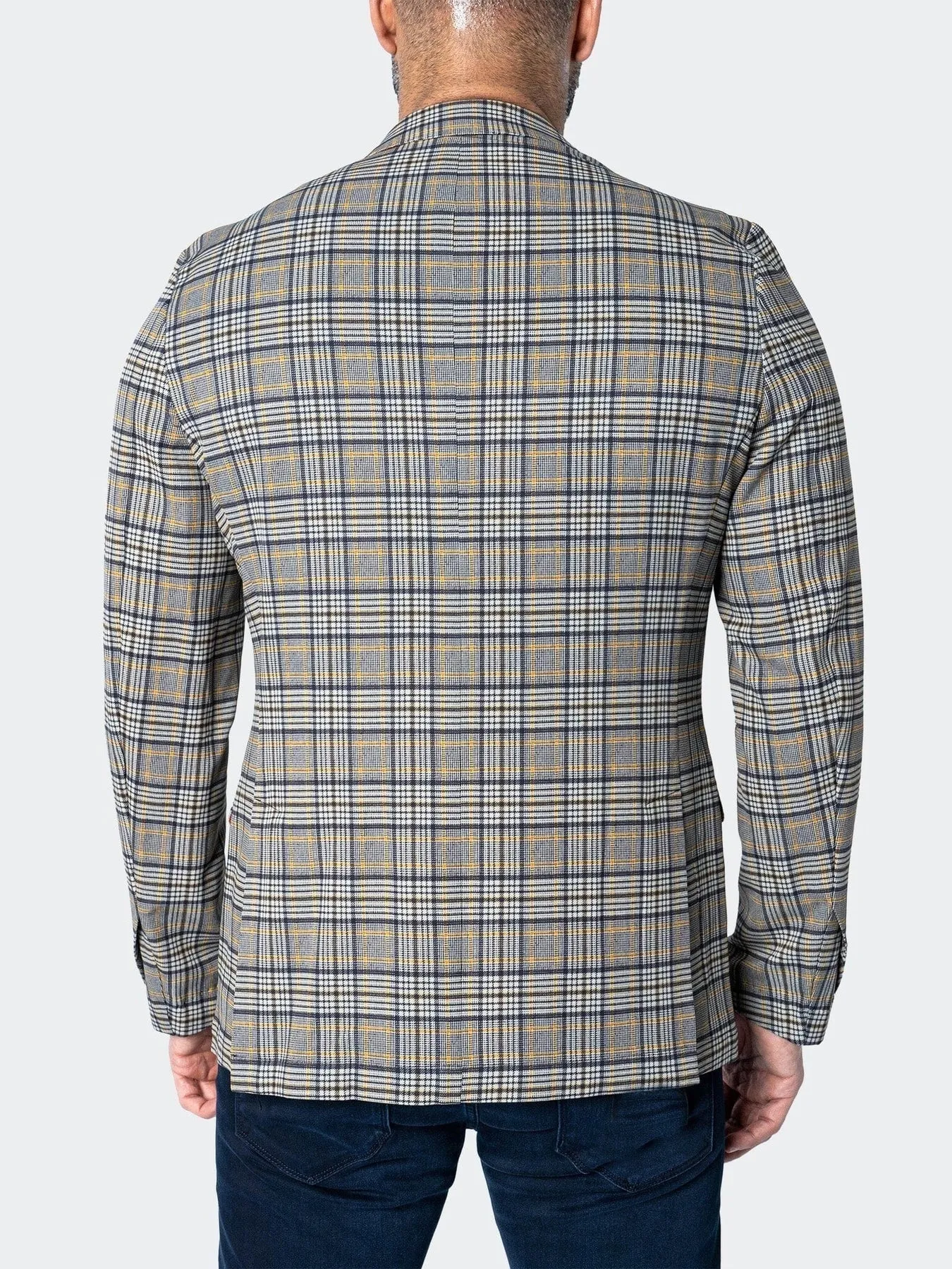 Unconstructed Stretch Blazer - Yellow Plaid