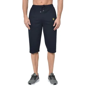 Vimal Jonney Cotton Blended Regular Fit Navy Blue 3/4th Capri For Men