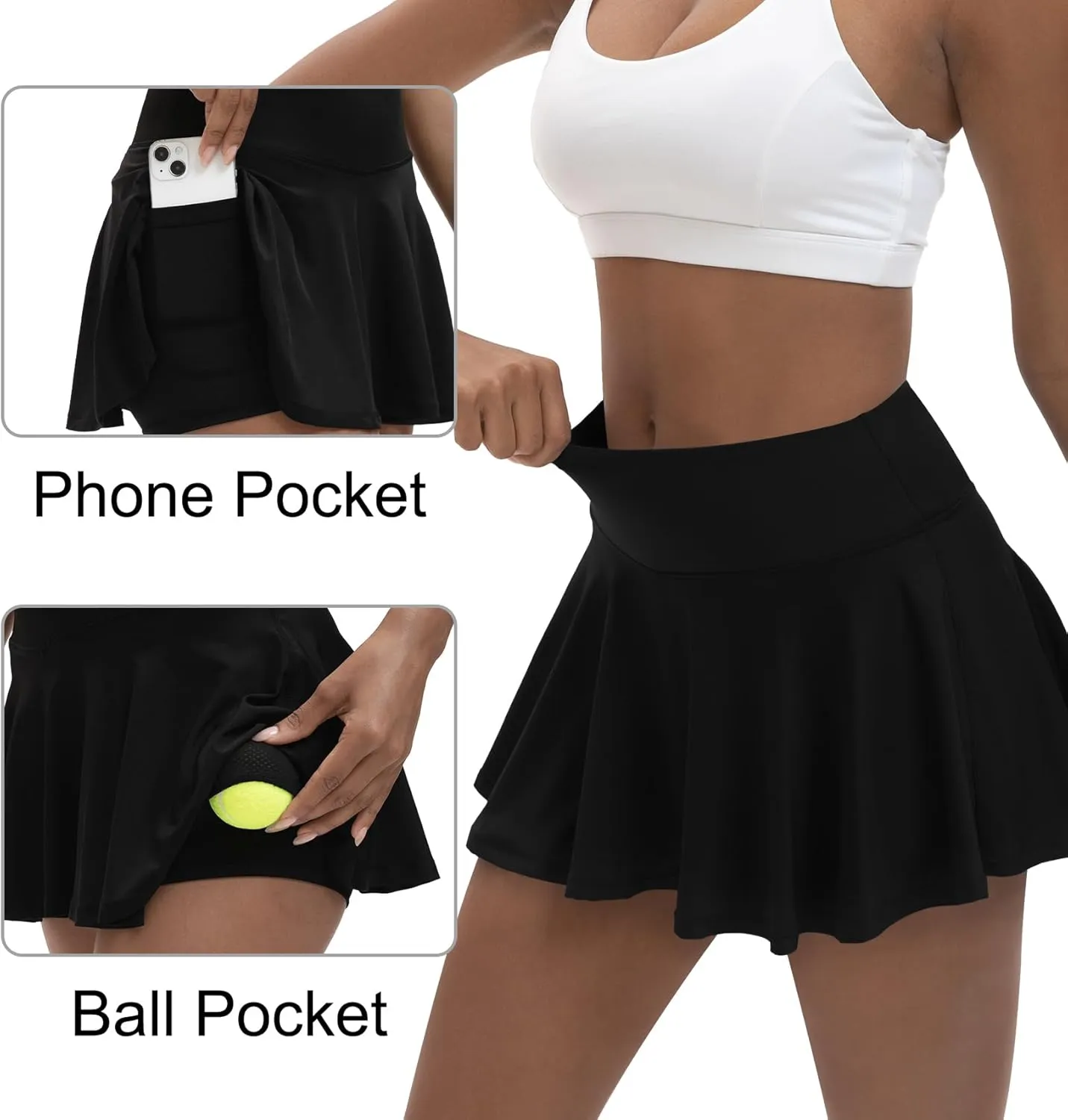 Women's High Waisted Pleated Tennis Skirts with Pockets Inner Shorts Lightweight Athletic Golf Skorts for Women